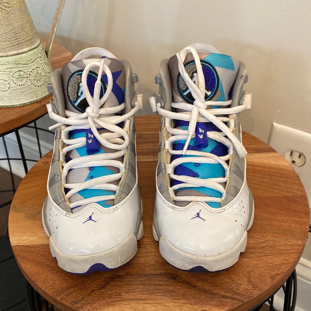 Air Jordan 6 Rings Medium Grey, White, Vivid Blue, Concord. Kids Size 5. 2008